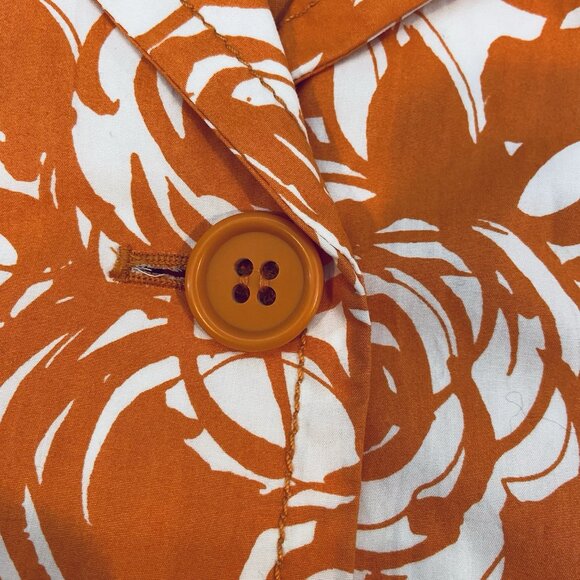 Liz Claiborne Jacket Women's Size 1X Orange/White Rose Swirl Print Short Trench - Picture 12 of 13